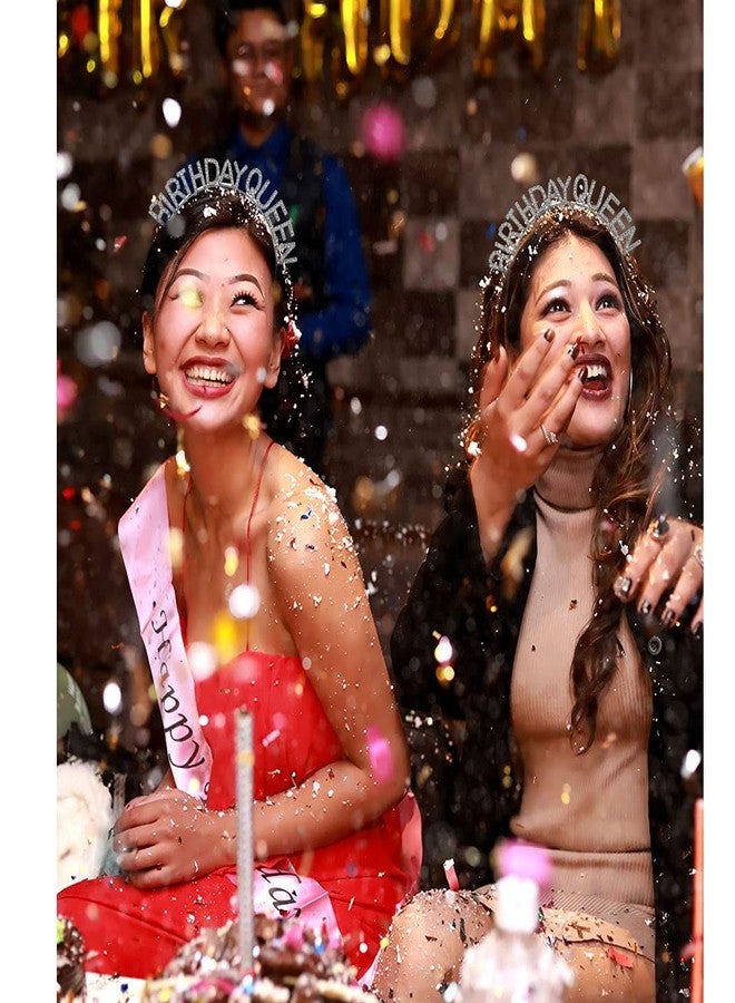 أوبري تاج عيد ميلاد أوبري - تاج فضي للبنات والسيدات - طوق رأس مرصع بأحجار الراين على شكل تاج أميرة - إكسسوار عيد ميلاد سعيد - Image 5